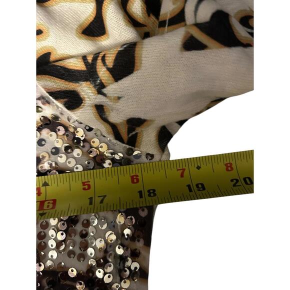 Cartise Sequin Tiger Print Zip Cardigan Top Size M Baroque Animal Statement - Picture 12 of 12